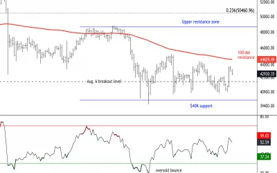 Bitcoin Rising Toward $45K Resistance; Support at $40K