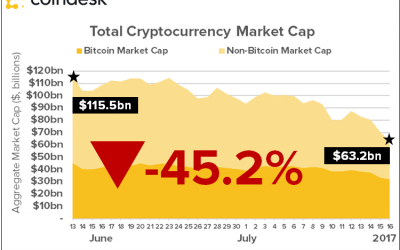 Cryptocurrency Market Nears 50% Decline From All-Time High