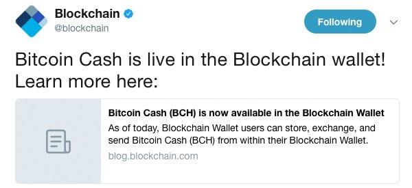 Users Can Now Store and Exchange Bitcoin Cash Via the Blockchain Wallet