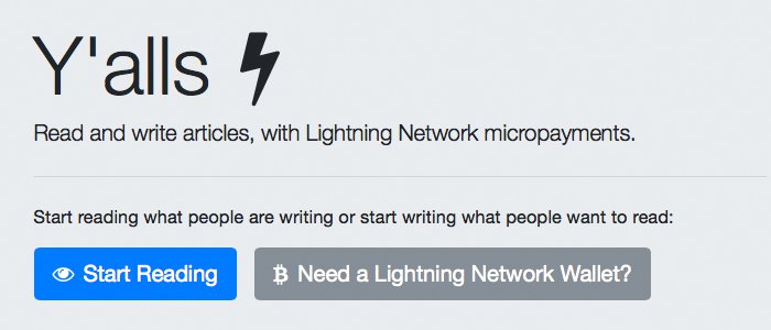 Y'alls Platform Allows Article Monetization Using Lightning Network Micropayments