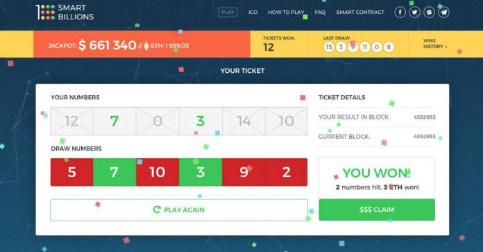 PR: Smartbillions Blockchain Lottery Continues Ticket Sales and ICO Success!