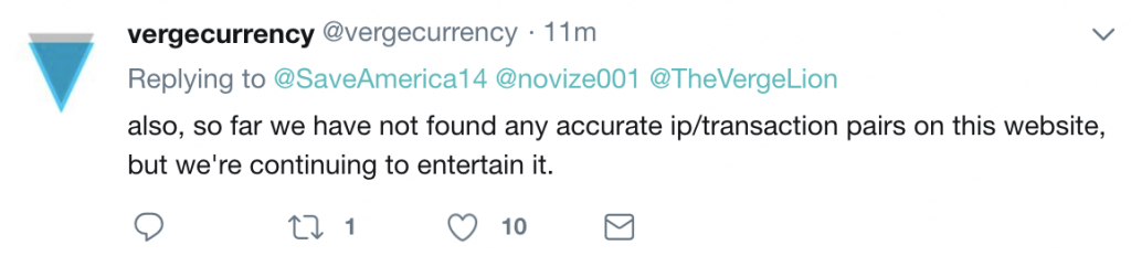 ‘Privacy Coin’ Verge is Allegedly Leaking Users’ IP Addresses