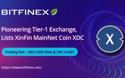 Bitfinex, a Pioneering Tier-1 Exchange, Lists XinFin Network’s Native XDC Token