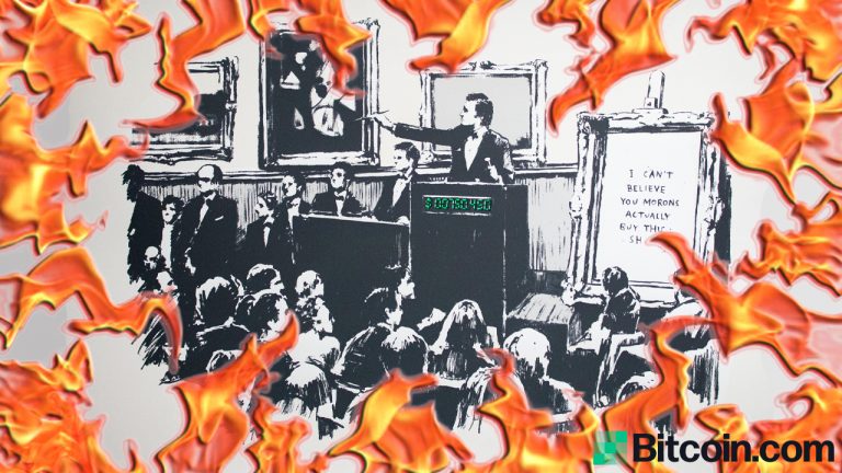 A Group of Crypto Proponents Burned an Original Banksy ‘Morons’ Print and Turned It Into an NFT