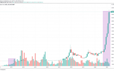 Bitcoin closes six monthly green candles for the first time since 2013