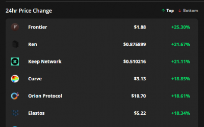 Frontier, Ren and Keep Network book 20% gains as Bitcoin claims $48K