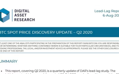 Digital Asset Research: BTC Spot Price Discovery Update Q2 2020