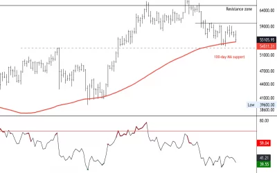 Bitcoin Drops Below $56K as Momentum Slows; Support Around $53K