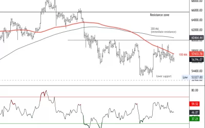 Bitcoin Struggles Near Resistance; Support at $53K