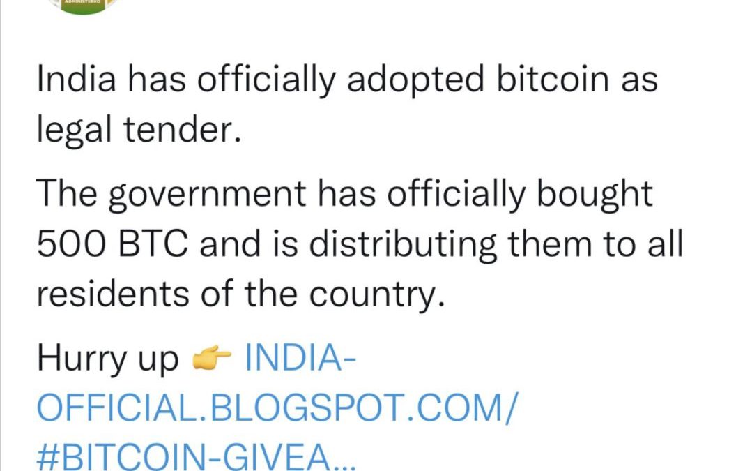 India Prime Minister Suffers Another Twitter Hack; Fake Tweet Sent Promising Bitcoin to All Indians