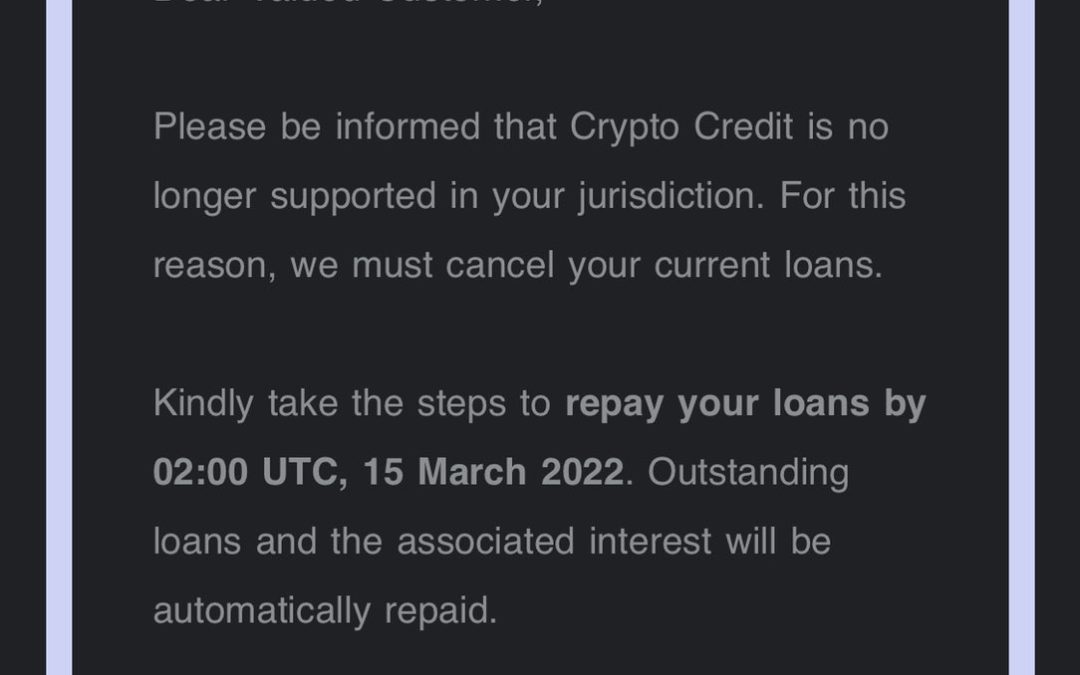 Crypto.com gives users in excluded countries one week to repay loans