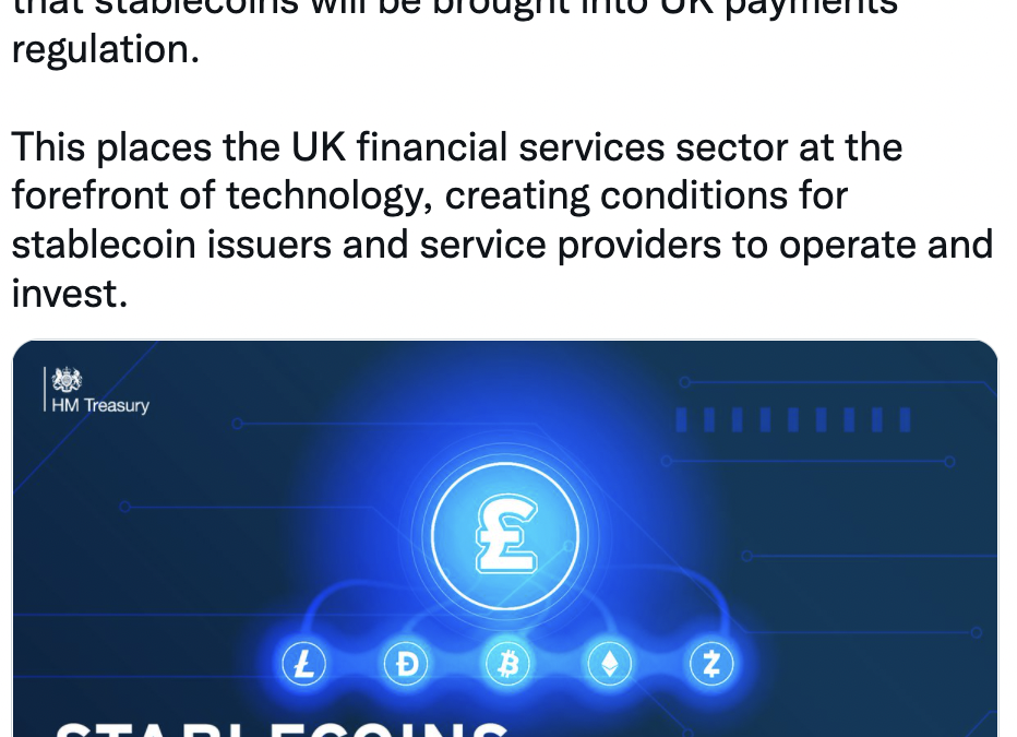 UK government moves forward with regulatory framework on stablecoins for payments