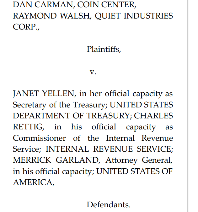 Coin Center takes US Treasury to court over alleged financial spying