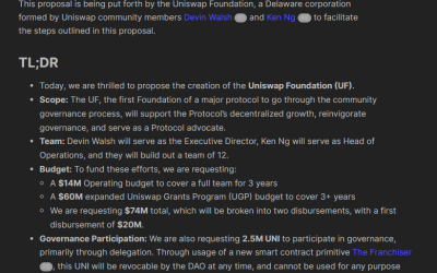 Uniswap Foundation proposal gets mixed reaction over $74M price tag