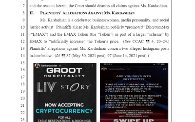 Kim Kardashian’s legal team files motion to dismiss EthereumMax crypto lawsuit