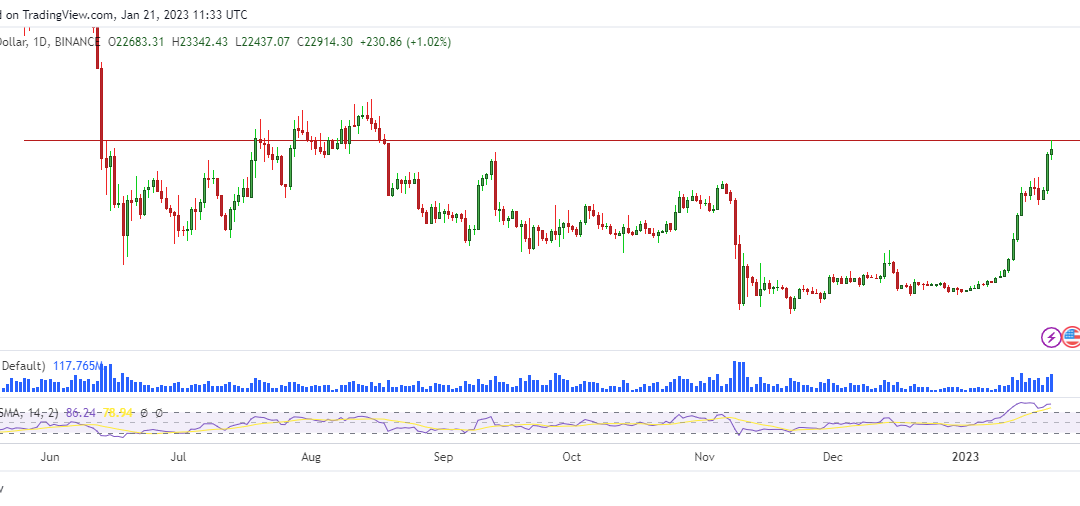 Bitcoin hits 5-month high as bulls push BTC above $23K