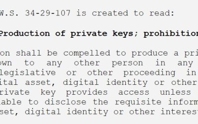 Wyoming lawmakers pass bill to prevent forced disclosure of private keys