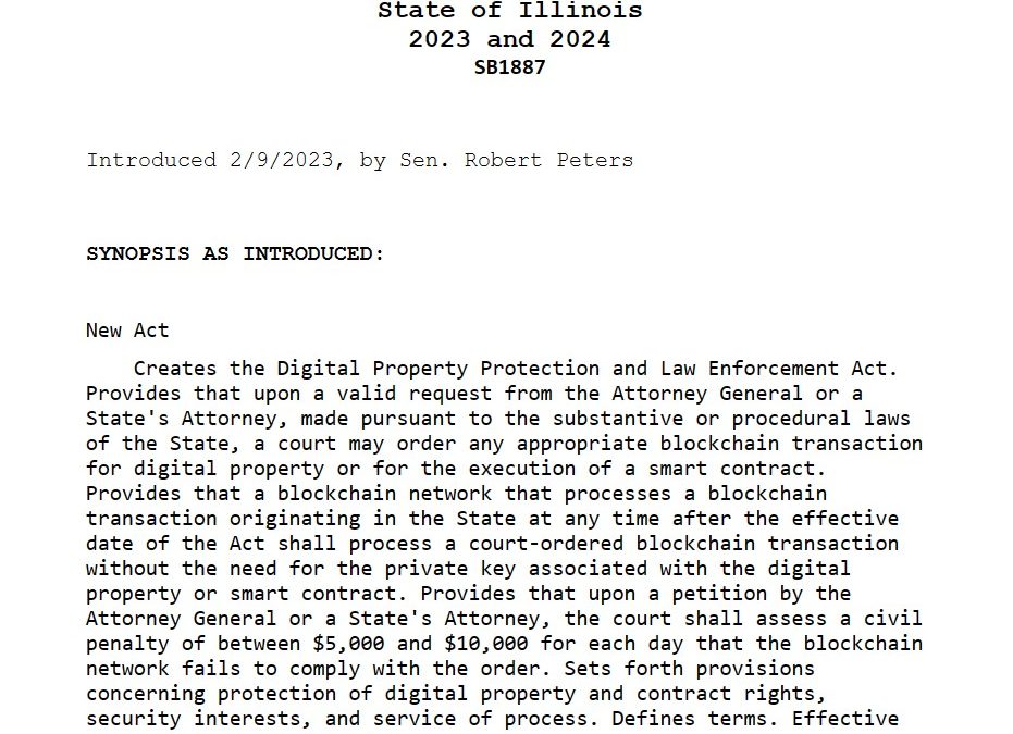 ‘Unworkable’ bill to ban blockchain immutability is introduced in Illinois