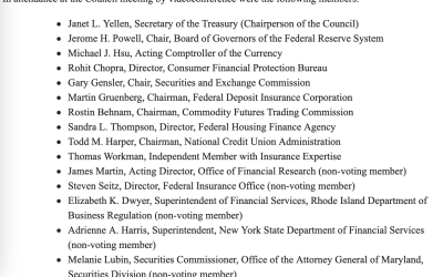 US Treasury’s Financial Stability Oversight Council held unscheduled, closed meeting