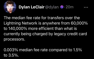 Bitcoin Lightning Network is 1,000x cheaper than Visa and MasterCard: Data