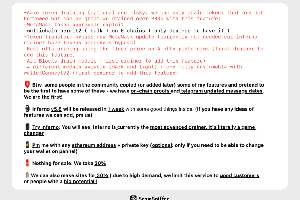 ‘Inferno Drainer’ scam as a service has stolen $5.9M since March: Report