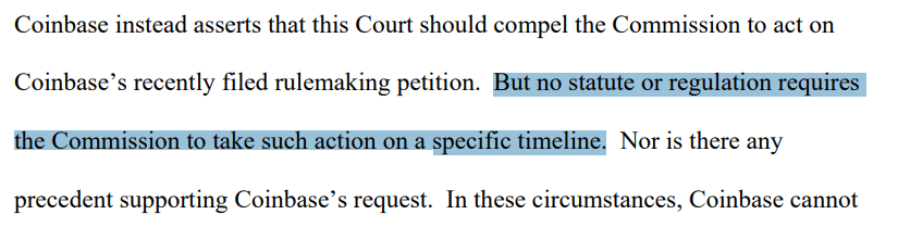 SEC seeks denial of Coinbase petition for imminent crypto rules