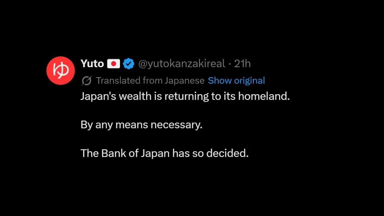 ‘Japan’s Wealth Is Returning’: Anonymous BOJ Insider Sparks Panic Over Looming Carry Trade Unwind