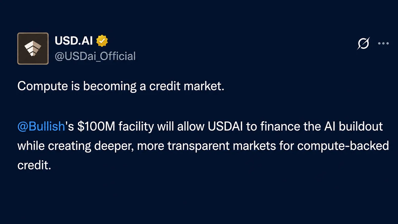 Bullish Makes $100M AI Credit Bet With GPUs Serving as Collateral
